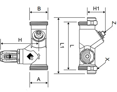 WATTS WATTFLOW SRV-IG Клапан балансировочный со встроенным расходомером и штуцером 2