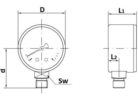 WATTS F+R260 Манометр радиальный для газа 1/4" D 63 мм 2