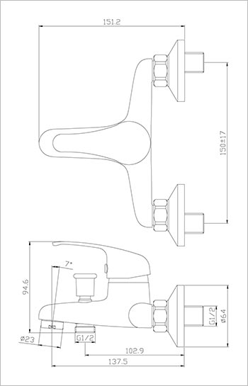 ROSSINKA Y35-31 Смеситель для ванны однорычажный 2
