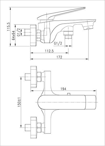 LEMARK ALLEGRO LM5914CW Смеситель для ванны однорычажный 2