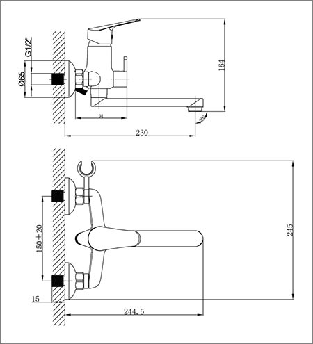 LEMARK PARTNER LM6513C Смеситель для ванны однорычажный 2