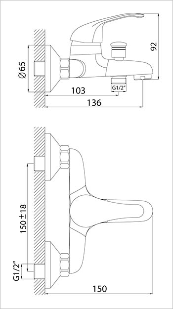 ROSSINKA A35-31 Смеситель для ванны однорычажный 2