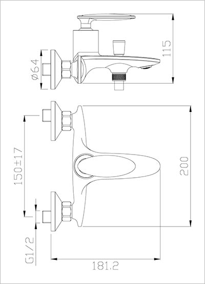 ROSSINKA RS30-31 Смеситель для ванны однорычажный 2