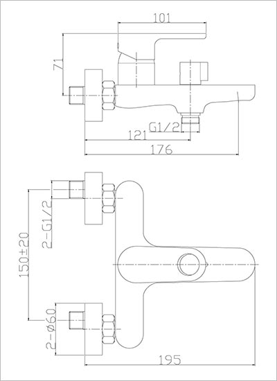 ROSSINKA RS33-31 Смеситель для ванны однорычажный 2